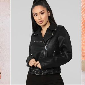 Fashion nova black leather jacket never worn